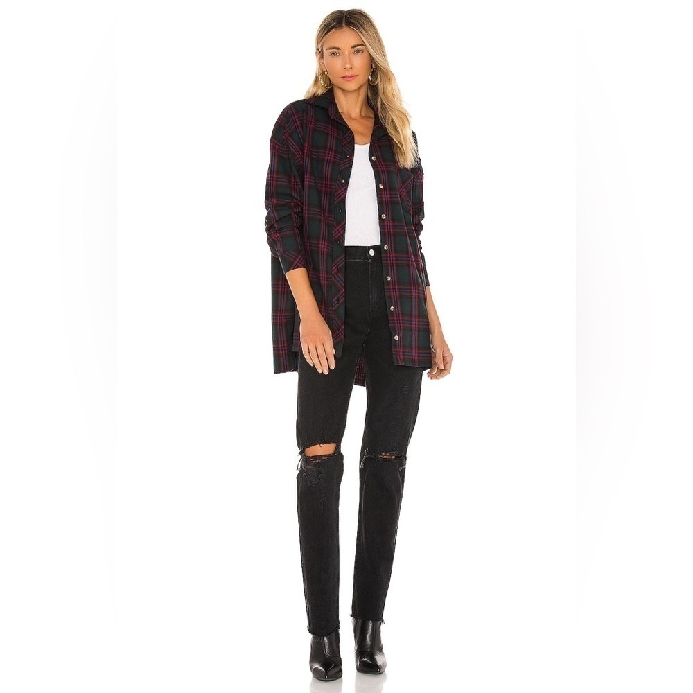 Revolve Lovers And Friends Gela Oversized Top Shirt In Green Plaid Size S - Picture 4 of 13